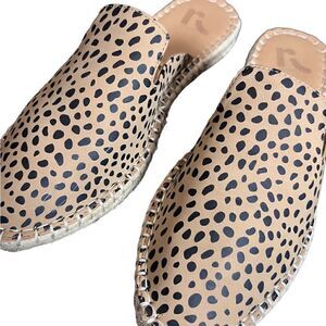 Report animal print slip on shoes mules tan black size 8